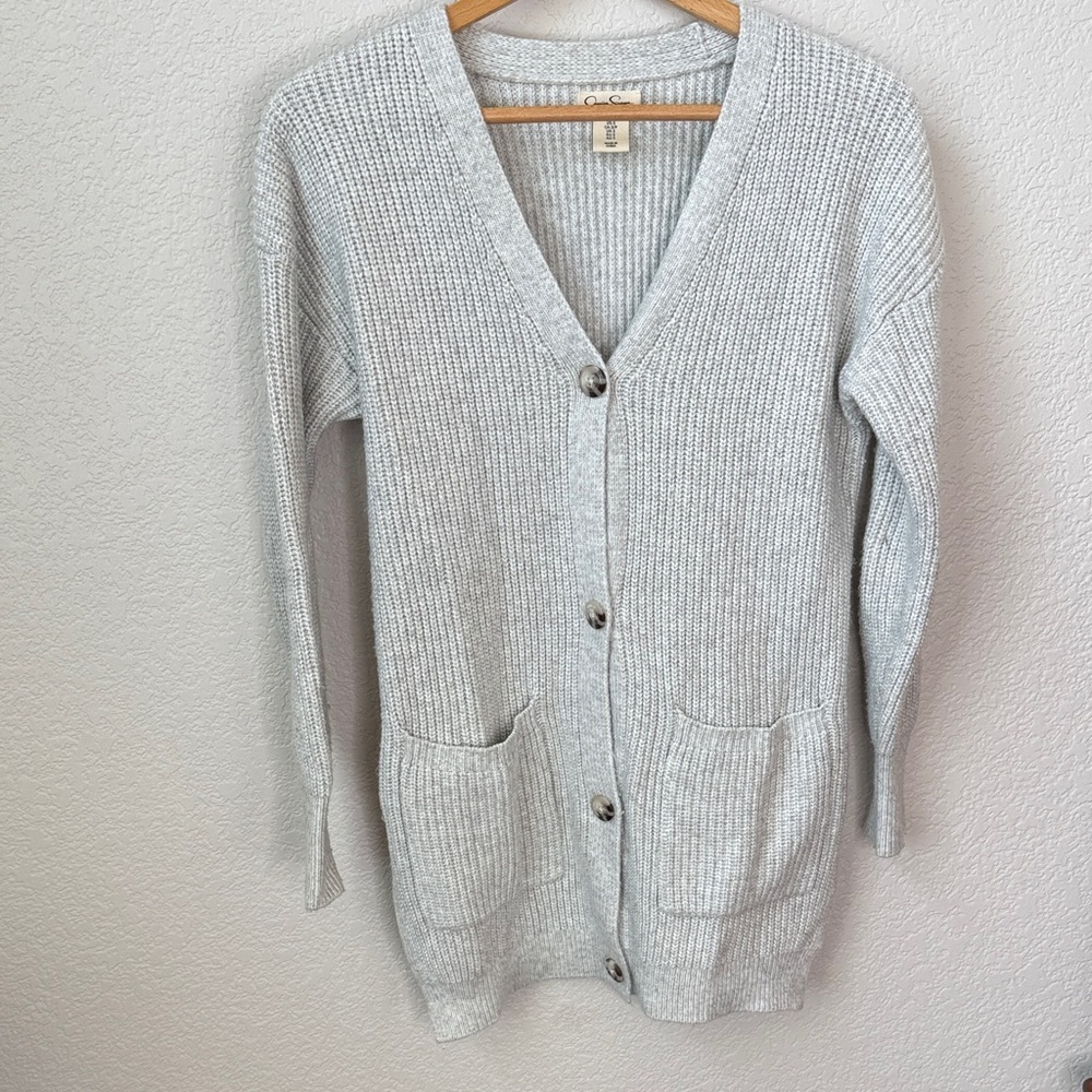 Jessica Simpson Button Up Knit Cardigan Gray size Small - Picture 2 of 10